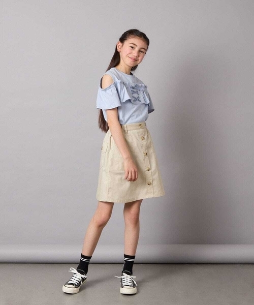 a.v.v（アーヴェヴェ）の「[160]ベイカーポケットスカート（スカート・キッズ・ダークインディゴブルー/ベージュ・160）」の13枚目の写真