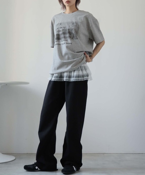 Ulysses(ユリシス)の「モノトーンプリントTシャツ(Tシャツ/カットソー・レディース・グレー/ホワイト/ブラウン/ベージュ・F)」の18枚目の写真