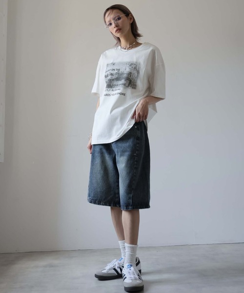 Ulysses(ユリシス)の「モノトーンプリントTシャツ(Tシャツ/カットソー・レディース・グレー/ホワイト/ブラウン/ベージュ・F)」の5枚目の写真