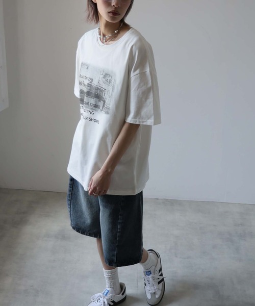 Ulysses(ユリシス)の「モノトーンプリントTシャツ(Tシャツ/カットソー・レディース・グレー/ホワイト/ブラウン/ベージュ・F)」の8枚目の写真
