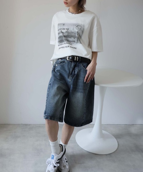 Ulysses(ユリシス)の「モノトーンプリントTシャツ(Tシャツ/カットソー・レディース・グレー/ホワイト/ブラウン/ベージュ・F)」の10枚目の写真