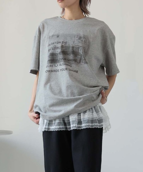 Ulysses(ユリシス)の「モノトーンプリントTシャツ(Tシャツ/カットソー・レディース・グレー/ホワイト/ブラウン/ベージュ・F)」の20枚目の写真