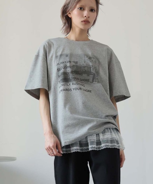 Ulysses(ユリシス)の「モノトーンプリントTシャツ(Tシャツ/カットソー・レディース・グレー/ホワイト/ブラウン/ベージュ・F)」の21枚目の写真