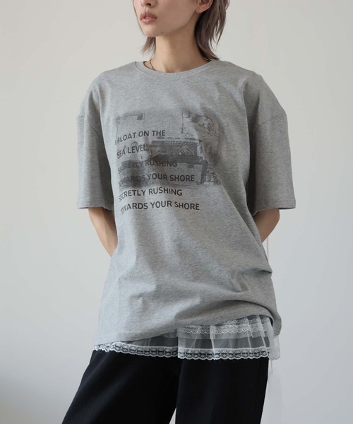 Ulysses(ユリシス)の「モノトーンプリントTシャツ(Tシャツ/カットソー・レディース・グレー/ホワイト/ブラウン/ベージュ・F)」の22枚目の写真