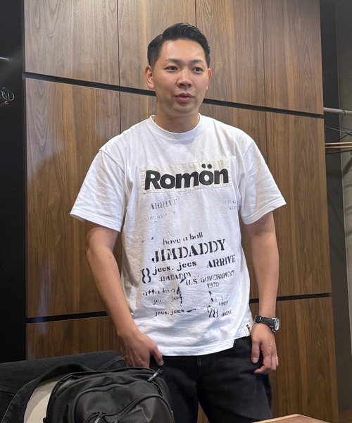 Romon(ロマン)の「Romon O/E Ragid S/S T-shirts(Tシャツ/カットソー・メンズ・ホワイト/ブラック/ライトブルー・S/M/L)」の5枚目の写真