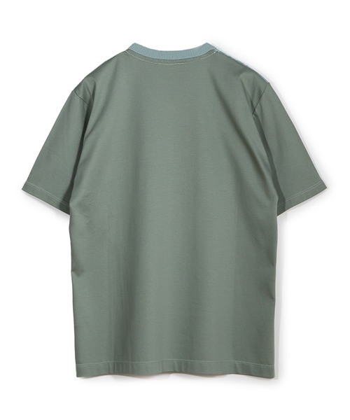 MEN'S BIGI(メンズビギ)の「サマーニットコンビVネック半袖Tシャツ(Tシャツ/カットソー・メンズ・グレー/ネイビー/ミント・02/03/04/01)」の8枚目の写真