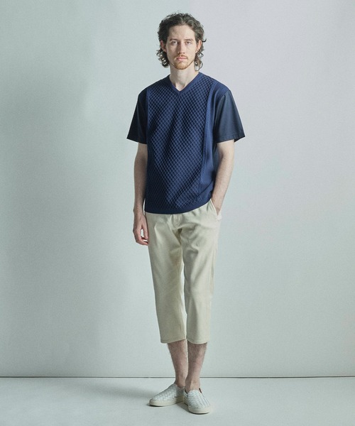 MEN'S BIGI(メンズビギ)の「サマーニットコンビVネック半袖Tシャツ(Tシャツ/カットソー・メンズ・グレー/ネイビー/ミント・02/03/04/01)」の15枚目の写真