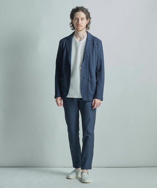 MEN'S BIGI(メンズビギ)の「サマーニットコンビVネック半袖Tシャツ(Tシャツ/カットソー・メンズ・グレー/ネイビー/ミント・02/03/04/01)」の14枚目の写真