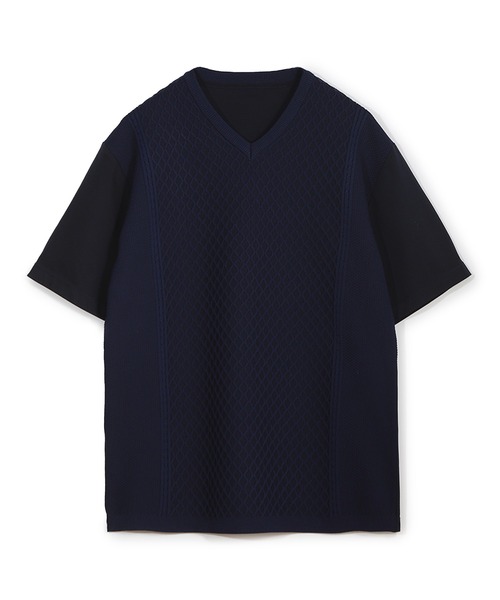 MEN'S BIGI(メンズビギ)の「サマーニットコンビVネック半袖Tシャツ(Tシャツ/カットソー・メンズ・グレー/ネイビー/ミント・02/03/04/01)」の16枚目の写真