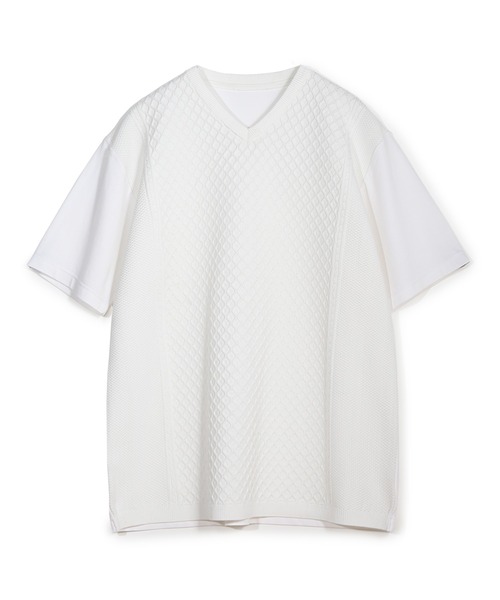MEN'S BIGI(メンズビギ)の「サマーニットコンビVネック半袖Tシャツ(Tシャツ/カットソー・メンズ・グレー/ネイビー/ミント・02/03/04/01)」の17枚目の写真