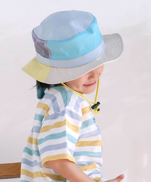 SLAP SLIP（スラップスリップ）の「【UVカット】日よけ付き切り替え総柄メッシュサファリハット(50~54cm)（ハット・キッズ・ベージュ/ピンク/ブルー系その他2/ブルー/ブルー系その他・52cm/54cm/50cm）」の15枚目の写真