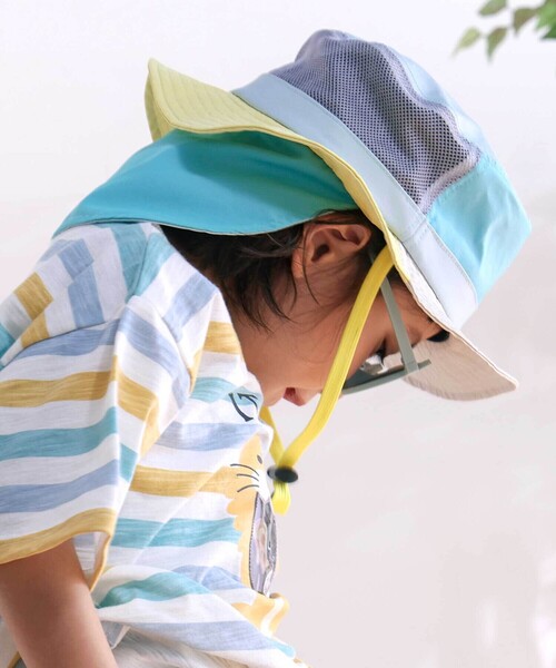 SLAP SLIP（スラップスリップ）の「【UVカット】日よけ付き切り替え総柄メッシュサファリハット(50~54cm)（ハット・キッズ・ベージュ/ピンク/ブルー系その他2/ブルー/ブルー系その他・52cm/54cm/50cm）」の16枚目の写真