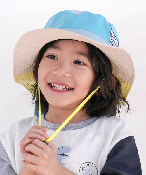 SLAP SLIP（スラップスリップ）の「【UVカット】日よけ付き切り替え総柄メッシュサファリハット(50~54cm)（ハット・キッズ・ベージュ/ピンク/ブルー系その他2/ブルー/ブルー系その他・52cm/54cm/50cm）」の3枚目の写真