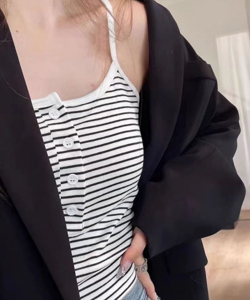 Miniministore(ミニミニストア)の「カップ付きキャミソール ブラトップ重ね着(キャミソール・レディース・ホワイト系1/ホワイト系2/ブラック系1/ブラック系2/ブラウン・FREE)」の16枚目の写真