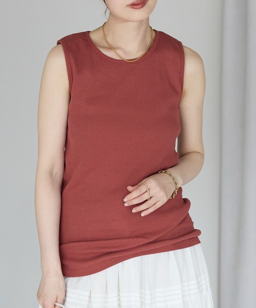 Fizz(フィズ)の「【Fizz/フィズ】 リブタンクトップ(タンクトップ・レディース・ホワイト/ブルー/オレンジ/グレイッシュベージュ/ブラック・M/L)」の5枚目の写真