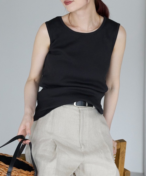 Fizz(フィズ)の「【Fizz/フィズ】 リブタンクトップ(タンクトップ・レディース・ホワイト/ブルー/オレンジ/グレイッシュベージュ/ブラック・M/L)」の2枚目の写真