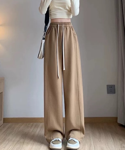 Beststore（ベストストア）の「スウェットパンツ　ウエストゴム入り（スウェットパンツ・レディース・ブラック/ホワイト/ライトグレー/キャメル・M/L/XL）」の4枚目の写真