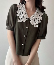 最終値下げ⭐︎スソフリル パフスリーブ ブラウス 24ss グレー 最終値下げ⭐︎スソフリル パフスリーブ ブラウス 24ss グレー