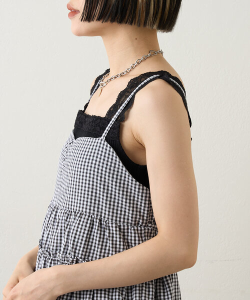 w closet(ダブルクローゼット)の「【3色展開】レースタンク(キャミソール・レディース・ブラック/オフホワイト/ベージュ・FREE)」の16枚目の写真