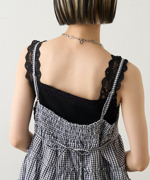 w closet(ダブルクローゼット)の「【3色展開】レースタンク(キャミソール・レディース・ブラック/オフホワイト/ベージュ・FREE)」の17枚目の写真