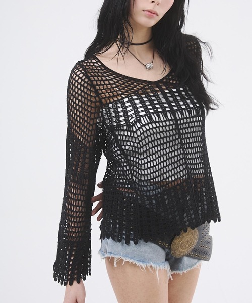 セール】クロシェ風フレアスリーブトップス（Tシャツ/カットソー