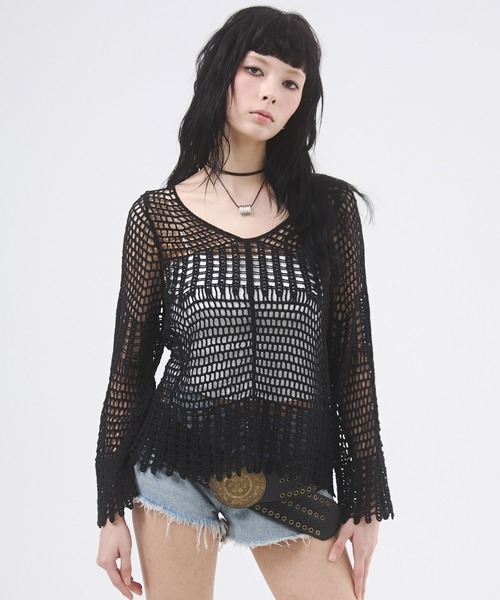 セール】クロシェ風フレアスリーブトップス（Tシャツ/カットソー