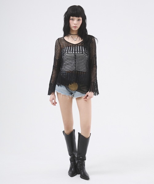 d.i.a トップス セール】クロシェ風フレアスリーブトップス（Tシャツ/カットソー