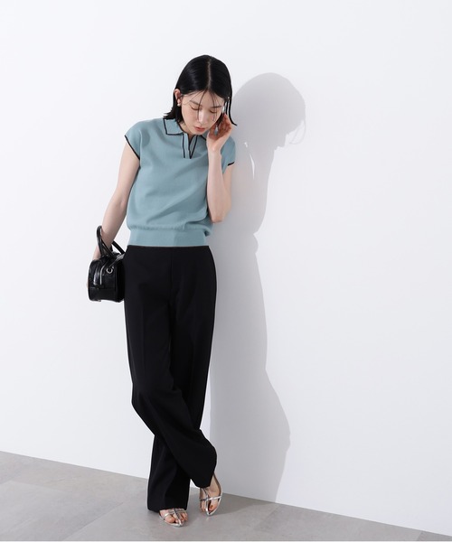 N.(N. Natural Beauty Basic)(エヌエヌナチュラルビューティーベーシック)の「ラメラインスキッパーポロニット(ポロシャツ・レディース・ネイビー/グリーン/オフホワイト・MEDIUM)」の18枚目の写真