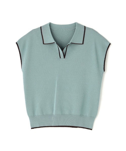 N.(N. Natural Beauty Basic)(エヌエヌナチュラルビューティーベーシック)の「ラメラインスキッパーポロニット(ポロシャツ・レディース・ネイビー/グリーン/オフホワイト・MEDIUM)」の19枚目の写真