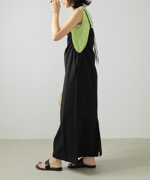 Monocoro toppi(モノコロトッピ)の「撥水加工 ライトサッカー ギャザー キャミワンピース(ワンピース・レディース・ブラウン/レッド/ブラック・フリー)」の10枚目の写真