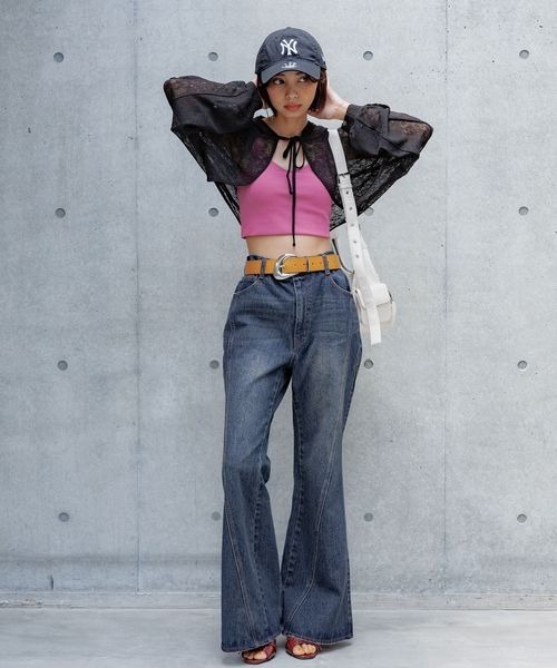 PAGEBOY(ページボーイ)の「シアーカットフードボレロ(カーディガン/ボレロ・レディース・ブルー系その他/ブラック/オフホワイト・FREE)」の11枚目の写真