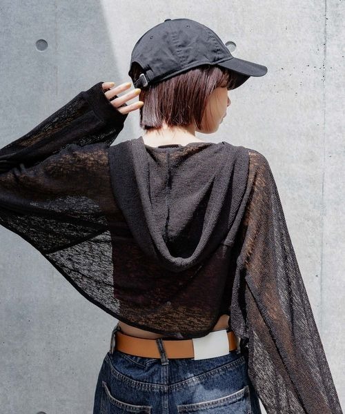 PAGEBOY(ページボーイ)の「シアーカットフードボレロ(カーディガン/ボレロ・レディース・ブルー系その他/ブラック/オフホワイト・FREE)」の16枚目の写真