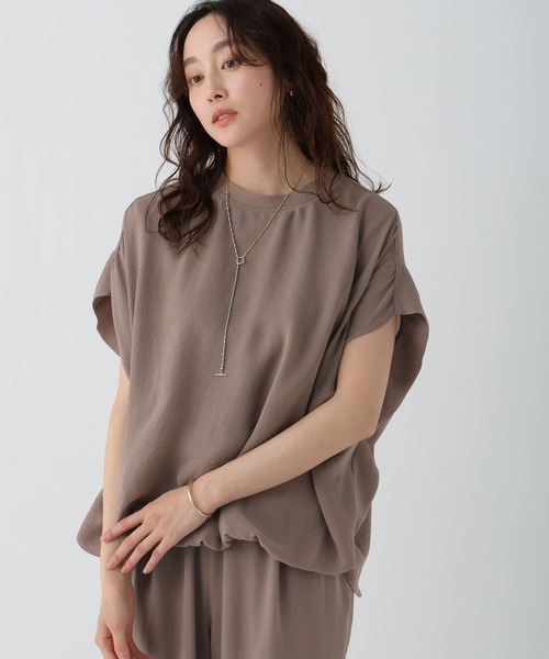 Elura（エルーラ）の「サラサラサマーフレンチコンビTシャツ/451128（Tシャツ/カットソー・レディース・オフホワイト/ブラック/グリーン系その他/ブラウン・MEDIUM/LARGE）」の3枚目の写真