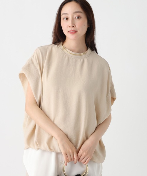 Elura（エルーラ）の「≪イージーケア・速乾≫サラサラサマーフレンチコンビTシャツ/451128（Tシャツ/カットソー・レディース・オフホワイト/ブラック/グリーン系その他/ブラウン/ライトピンク/ライトカーキ/ライトベージュ・MEDIUM/LARGE/SMALL）」の4枚目の写真