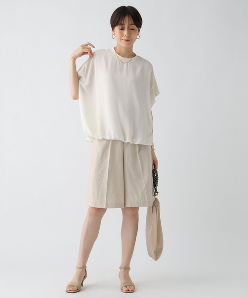 Elura（エルーラ）の「サラサラサマーフレンチコンビTシャツ/451128（Tシャツ/カットソー・レディース・オフホワイト/ブラック/グリーン系その他/ブラウン・MEDIUM/LARGE）」の5枚目の写真