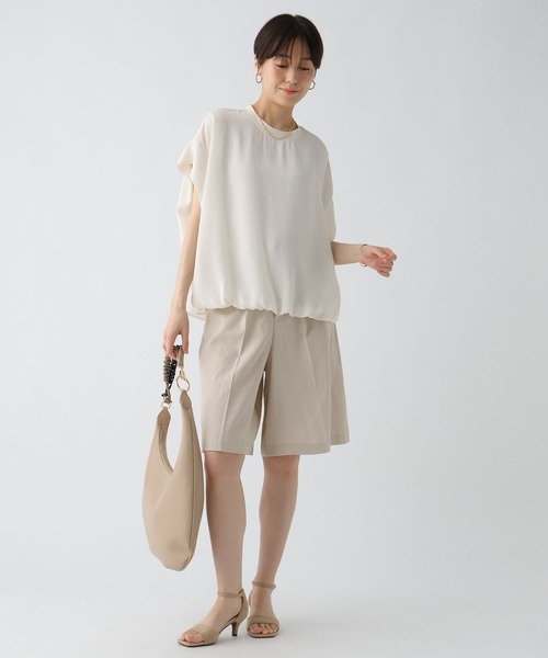 Elura（エルーラ）の「サラサラサマーフレンチコンビTシャツ/451128（Tシャツ/カットソー・レディース・オフホワイト/ブラック/グリーン系その他/ブラウン・MEDIUM/LARGE）」の6枚目の写真