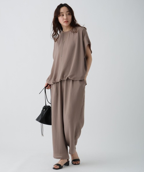 Elura（エルーラ）の「サラサラサマーフレンチコンビTシャツ/451128（Tシャツ/カットソー・レディース・オフホワイト/ブラック/グリーン系その他/ブラウン・MEDIUM/LARGE）」の7枚目の写真