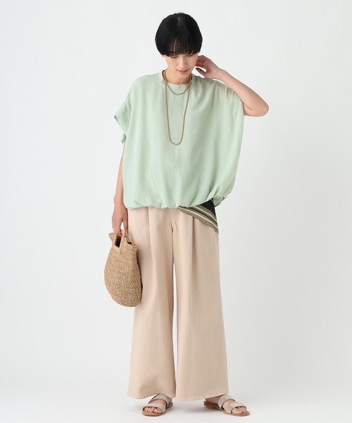 Elura（エルーラ）の「≪イージーケア・速乾≫サラサラサマーフレンチコンビTシャツ/451128（Tシャツ/カットソー・レディース・オフホワイト/ブラック/グリーン系その他/ブラウン/ライトピンク/ライトカーキ/ライトベージュ・MEDIUM/LARGE/SMALL）」の10枚目の写真