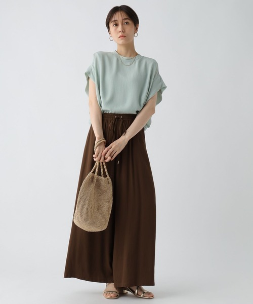 Elura（エルーラ）の「サラサラサマーフレンチコンビTシャツ/451128（Tシャツ/カットソー・レディース・オフホワイト/ブラック/グリーン系その他/ブラウン・MEDIUM/LARGE）」の14枚目の写真