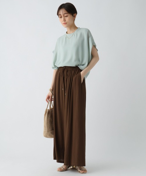 Elura（エルーラ）の「サラサラサマーフレンチコンビTシャツ/451128（Tシャツ/カットソー・レディース・オフホワイト/ブラック/グリーン系その他/ブラウン・MEDIUM/LARGE）」の15枚目の写真