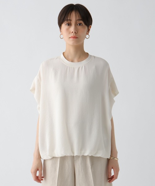 Elura（エルーラ）の「サラサラサマーフレンチコンビTシャツ/451128（Tシャツ/カットソー・レディース・オフホワイト/ブラック/グリーン系その他/ブラウン・MEDIUM/LARGE）」の16枚目の写真