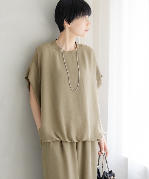 Elura（エルーラ）の「≪イージーケア・速乾≫サラサラサマーフレンチコンビTシャツ/451128（Tシャツ/カットソー・レディース・オフホワイト/ブラック/グリーン系その他/ブラウン/ライトピンク/ライトカーキ/ライトベージュ・MEDIUM/LARGE/SMALL）」の12枚目の写真