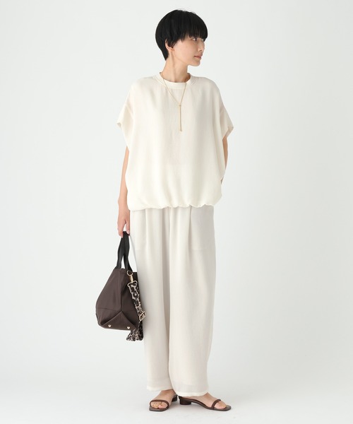 Elura（エルーラ）の「≪イージーケア・速乾≫サラサラサマーフレンチコンビTシャツ/451128（Tシャツ/カットソー・レディース・オフホワイト/ブラック/グリーン系その他/ブラウン/ライトピンク/ライトカーキ/ライトベージュ・MEDIUM/LARGE/SMALL）」の15枚目の写真