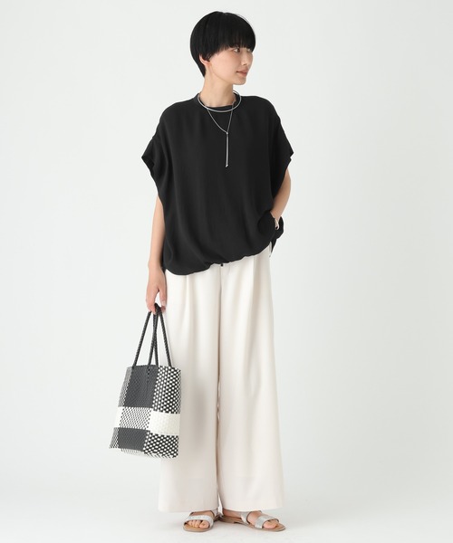 Elura（エルーラ）の「≪イージーケア・速乾≫サラサラサマーフレンチコンビTシャツ/451128（Tシャツ/カットソー・レディース・オフホワイト/ブラック/グリーン系その他/ブラウン/ライトピンク/ライトカーキ/ライトベージュ・MEDIUM/LARGE/SMALL）」の19枚目の写真