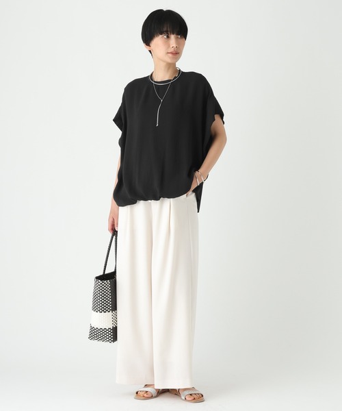 Elura（エルーラ）の「≪イージーケア・速乾≫サラサラサマーフレンチコンビTシャツ/451128（Tシャツ/カットソー・レディース・オフホワイト/ブラック/グリーン系その他/ブラウン/ライトピンク/ライトカーキ/ライトベージュ・MEDIUM/LARGE/SMALL）」の18枚目の写真