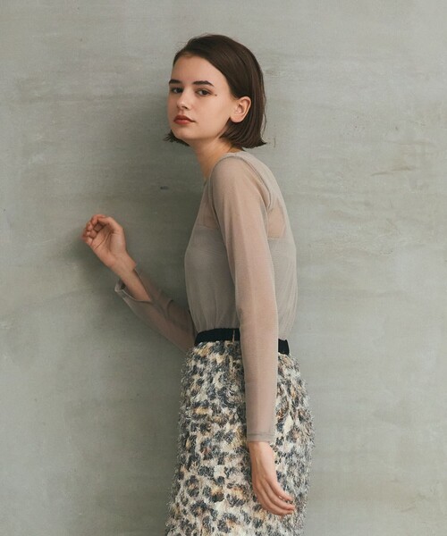 GRACE CLASS（グレースクラス）の「メッシュインナートップ（Tシャツ/カットソー・レディース・ブラック/ベージュ・36）」の3枚目の写真