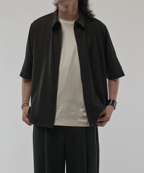 Lui's（ルイス）の「ライトウェイトエアリーZIPシャツ（シャツ/ブラウス・メンズ・ブラック/ブラック系その他/オフホワイト/ホワイト・M/S）」の9枚目の写真