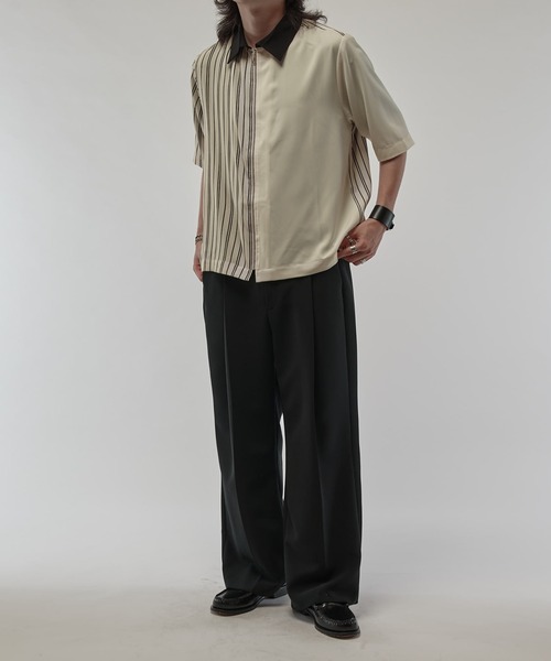 Lui's（ルイス）の「ライトウェイトエアリーZIPシャツ（シャツ/ブラウス・メンズ・ブラック/ブラック系その他/オフホワイト/ホワイト・M/S）」の6枚目の写真