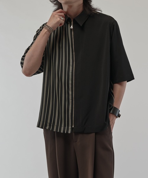 Lui's（ルイス）の「ライトウェイトエアリーZIPシャツ（シャツ/ブラウス・メンズ・ブラック/ブラック系その他/オフホワイト/ホワイト・M/S）」の16枚目の写真