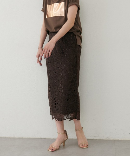 LARUTA(ラルータ)の「【LARUTA】<Web限定>フラワーレーススカート(スカート・レディース・ブラック/ブラウン・MEDIUM)」の18枚目の写真